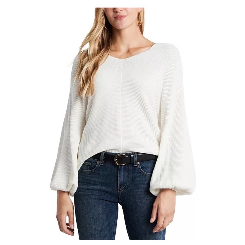1. State - Balloon Sleeve V-Neck Sweater